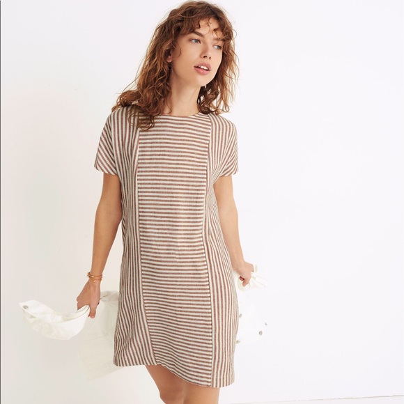 Madewell Dresses & Skirts - Madewell Stripe-Play Button Back Tee Dress